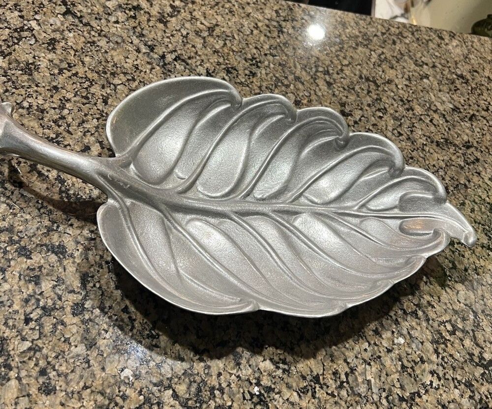 Wilton-Columbia signed bruce fox design pewter leaf tray 16" USA